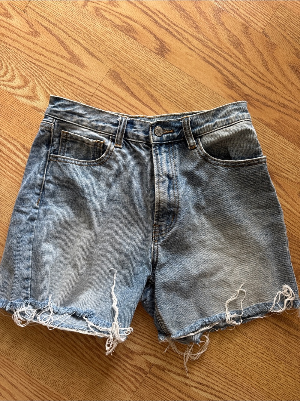 Brandy Melville Light Blue Distressed Denim Shorts